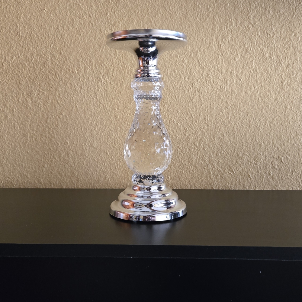 Bath & Body Works Crystal and Silver Candle Holder